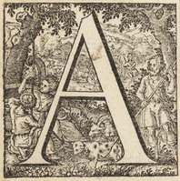 TvB G 3574
<br/>
Letter A met landschap en herders
<br/>
<em>anoniem NL (17de eeuw)</em>